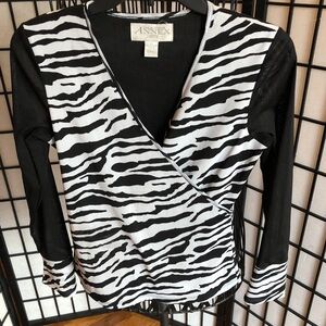 Casual Corner Black and White Animal Print Long Sleeve Top